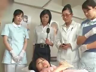 Asian Brunette babe Blows Hairy pecker At The Hospital