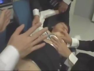 Unconscious Office girl Fingered Mouth Fucked By Her Colleagues On The Chair In The Office