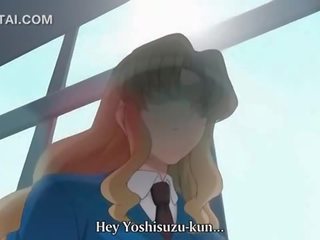 Animen skola gang med oskyldig tonårs ung kvinnlig