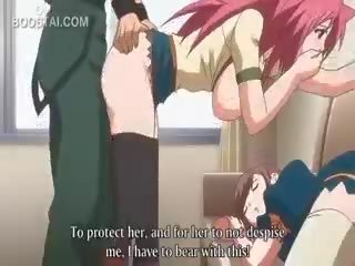 Růžový vlasy anime diva píča v prdeli proti the stěna