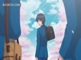 Hubad sekswal anime adolescent pakikipagtalik passionately sa dutsa
